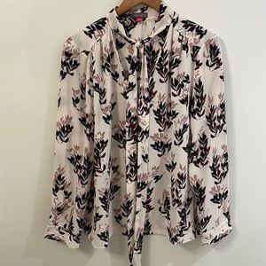 Vince Camuto Long Sleeve, Tie Neck Chiffon Blouse